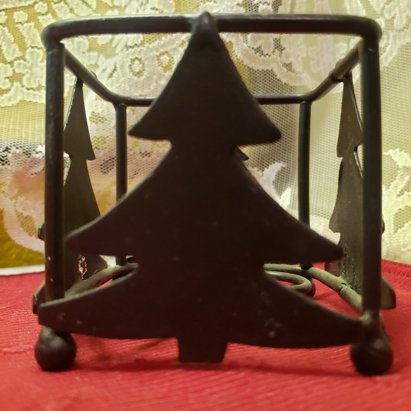 Vtg Square Candle Holder Black β« Wrought Iron Pine